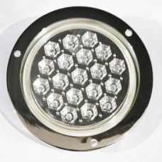 LAMPARA CHASIS EMPOTABLE 4 PULGADA ROJA 24 LED 12V-24V ARO CROMADA LENTE TRANSPARENTE