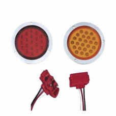 LAMPARA CHASIS EMPOTABLE 4 PULGADA ROJA 24 LED 12V-24V ARO NEGRA LENTE TRANSPARENTE