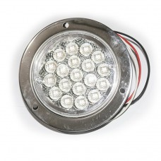 LAMPARA CHASIS REDONDA 4 FLASH 19 LED  AMBAR 12V-24V