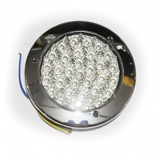 LAMPARA CHASIS REDONDA 4 PULGADA ARO CROMO LENTE BLANCO LED AMBER 12V-24V HY-088H LED-44 SD-2015S-YELLOW