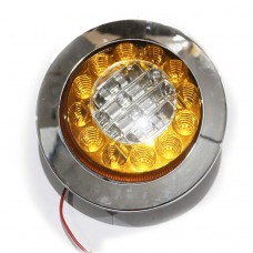 LAMPARA CHASIS REDONDA 4 PULGADA ARO CROMO LENTE LED AMBER CENTRO BLANCO 12V-24V HY-088HLED-67