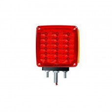 LAMPARA DIRECCIONAL CUADRADA DOBLE CARA LED GLOW ROJO AMBER BASE CROMADA UN TORNILLO 12V-24V 48LEDS LH