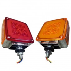 LAMPARA DIRECCIONAL CUADRADA DOBLE CARA LED GLOW ROJO AMBER BASE CROMADA UN TORNILLO 12V-24V 48LEDS RH