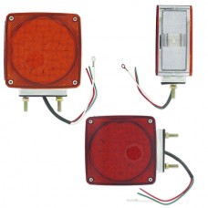 LAMPARA DIRECCIONAL CUADRADA DOBLE CARA ROJO Y AMBER 21 LED Y 1 LED PIRANHA CADA LADO BASE CROMADA 2 TORNILLO 12V