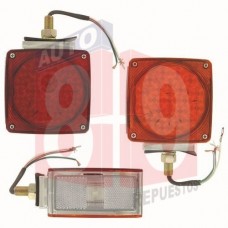 LAMPARA DIRECCIONAL CUADRADA DOBLE CARA ROJO Y AMBER 21 LED Y 1 LED PIRANHA CADA LADO BASE CROMADA UN TORNILLO 12V