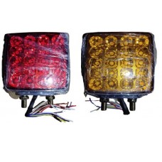 LAMPARA DIRECCIONAL CUADRADA DOBLE CARA ROJO Y AMBER BASE CROMADA 2 TORNILLOS LED FLASH SECUENCIAL LH