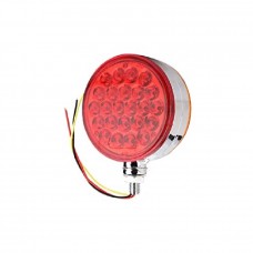 LAMPARA DIRECCIONAL REDONDA DOBLE CARA LED GLOW ROJO AMBER BASE CROMADA UN TORNILLO 12V-24V 48LEDS