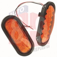 LAMPARA OVALADA 6 PULGADA AMBAR EMPOTABLE 15 LED PIRANHA 12V CON FLASH