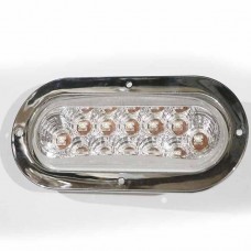 LAMPARA OVALADA 6 PULGADA BLANCA EMPOTABLE ARO CROMADA 10 LED PIRANHA 12V-24V