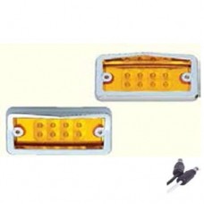 LAMPARA PILOTO RECTANGULAR LED 12V-24V AMBER CON ARO CROMADO HY-088LED-7-A