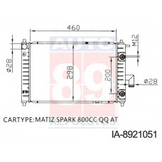 RADIADOR CHERY QQ 800CC CHEVROLET SPARK AT 96314162 IA-8921051 96322941 11028-16 460*298*16