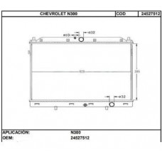 RADIADOR CHEVROLET N300 TODOS WULING SIN TAPA RADIADOR MT 400X630X26 24527512 IA-8924527512