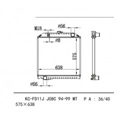 RADIADOR HINO 500 2007- FG1JPUB MTM 575X638X36 16041-E0200 16400-78B70 16400-E0490 16400-E0491 16400-E0500 IA-8956001 KJ-56001  TOYO-12985 16090-6060