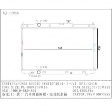 RADIADOR HONDA ACCORD HYBRID E-CVT 2014- 400X748X16 17245 19010-5K0-A01