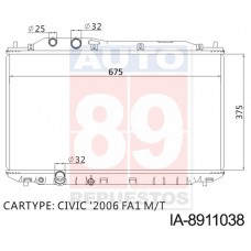 RADIADOR HONDA CIVIC 1300 1800 2006- MT 375*678*16 IA-8911038 17058K 19010-PNA-A01 19010-PNA-J01