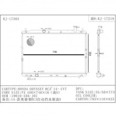 RADIADOR HONDA ODYSSEY 2017- MT 450X746X26 19010-5X6-J01