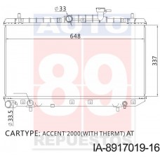 RADIADOR HYUNDAI ACCENT 2000- MT 25310-25100 25150 25300 IA-8917019-16 IA-8927020 17019-16 337*648*16 21004