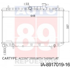 RADIADOR HYUNDAI ACCENT 2000- MT 25310-25100 25150 25300 IA-8917019-16 IA-8927020 17019-16 337*648*16 21004