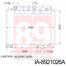 RADIADOR HYUNDAI ACCENT 2005- MT 25310-1E300 21026A 370X528X16