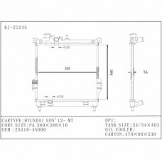 RADIADOR HYUNDAI EON 1.0 25310-4N100 25310-4N000 21245-PA16