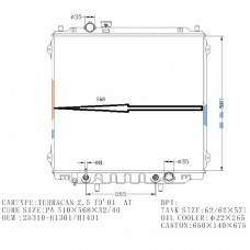 RADIADOR HYUNDAI GALLOPER TERRACAN 2.5 TURBO DIESEL 2001- AT 25310-H1301 H1401 21175