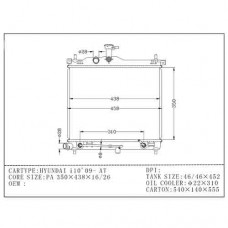 RADIADOR HYUNDAI i10 2009- KIA PICANTO AT 350x438x26 21154 25310-0X100