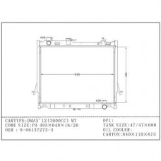 RADIADOR ISUZU D-MAX DMAX 4JJ1 4JK1 3.0 2.5L MTM 2012- 8-98137-273-3 13023 495X648X26