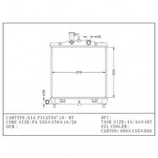 RADIADOR KIA PICANTO 2008-2011 MTM 355X375X26 21152 25310-07500