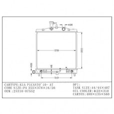 RADIADOR KIA PICANTO 2010- AT 355X375X26 21153