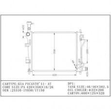 RADIADOR KIA PICANTO 2011 AT 25310-1Y050 1Y150 420X358X26 21207