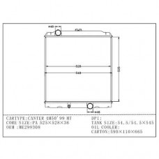 RADIADOR MITSUBISHI CANTER 1999- ME-299308 525X528X36 14199