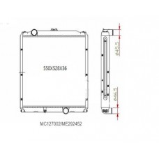 RADIADOR MITSUBISHI CANTER FE FG FH 4D33 4D34 4D35 MTM 1993-1998 550X528X36 14215K ME-292452 MC127002