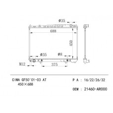 RADIADOR NISSAN INFINITI GF50 M45 Q45 Y33 VK45 VQ30DET 2001-2010 AT 21460-AR000 21460-AR500 450X688X26