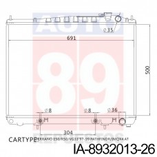 RADIADOR NISSAN PATHFINDER AT E50 R50 1997- 21460-0W505 0W020 0W001 0W010 32013-26 500X691X26  IA-8912129A