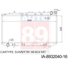 RADIADOR NISSAN SENTRA B14 MT 21460-58Y00 0M403 16400-59Y00 16400-66Y00 21400-64Y00=IA-8932040-16=IA-8932042-16 15038 32040-16 320*648*16