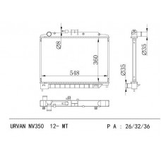 RADIADOR NISSAN URVAN NV350 YD25DDTI DIESEL MTM 2012-2019 360X548X36NO USA TAPA KJ-15546 21410-3XG0A