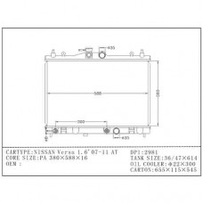 RADIADOR NISSAN VERSA 2007-2011 AT 1600 380X588X16 15350