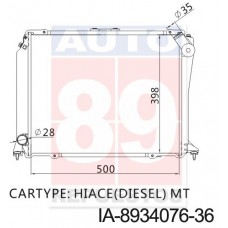 RADIADOR TOYOTA HIACE DIESEL 3L MT LH102L LH112L LH172L LH174L 1990-2006 500X398X36 12296 16400-54750 16400-5B740 IA-8934076-36