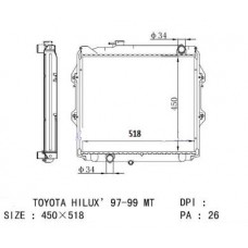 RADIADOR TOYOTA HILUX 1RZE 3RZFE MTM 1997-2006 16400-75240 16400-75250 12413 12414 450X528X36