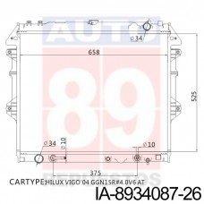 RADIADOR TOYOTA HILUX VIGO 2004- GGN15R AT 16400-0P060 34087-26 525X658X26