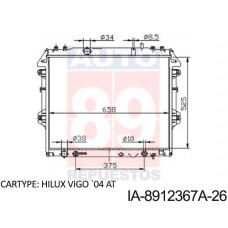 RADIADOR TOYOTA HILUX VIGO 5L 2004- 525X648X26 16400-05150
