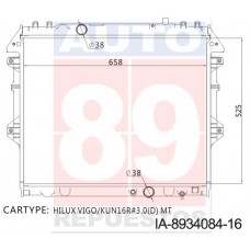 RADIADOR TOYOTA HILUX VIGO KUN16R 3.0 TURBO DIESEL MTM KUN25L KUN26L KUN51L 2007-2015 525X658X32 12366AK 16400-0L120 16400-0L140 16400-0L160 16400-0L1