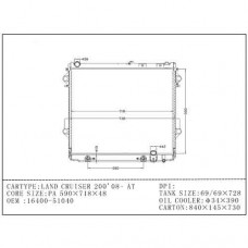 RADIADOR TOYOTA LAND CRUISER 1VDFTV TURBO DIESEL ATM VDJ200L 2007-2015 590X718X48 16400-51040 IA-8912727