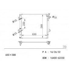RADIADOR TOYOTA LAND CRUISER PRADO 2003 ATM GAS RZJ120 TRJ120W TRJ125W UZJ120 2002-2009 650X598X26 12278 12783K 31350 16400-31351 16400-3146116400-622