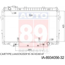 RADIADOR TOYOTA LANDCRUISER FJ80 HDJ80 1990-1996 AT 16400-17030 17060 61170 IA-8934056-32 12255 425X718X36