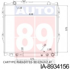 RADIADOR TOYOTA LANDCRUISER PRADO KZN AT 1998-2009 16400-67121 34156-26 575X638X26