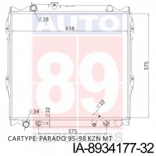 RADIADOR TOYOTA LANDCRUISER PRADO KZN MT 1998-2009 34177-32 575X638X32