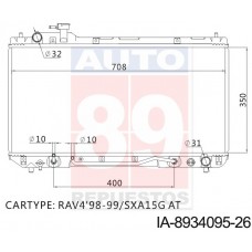 RADIADOR TOYOTA RAV4 1996-2000 SXA15G AT 16400-7A470 IA-8934095-26 350*708*26