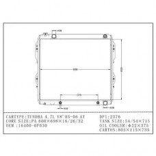 RADIADOR TOYOTA TUNDRA 4.7L V8 2005-2006 AT 16400-0F030 600X698X32 12663