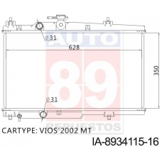 RADIADOR TOYOTA YARIS ADVANCE VIOS 2002 MT IA-8934115-16 350*628*16